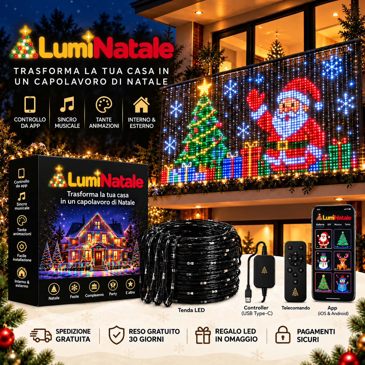 Stella Balcone tenda LED animata