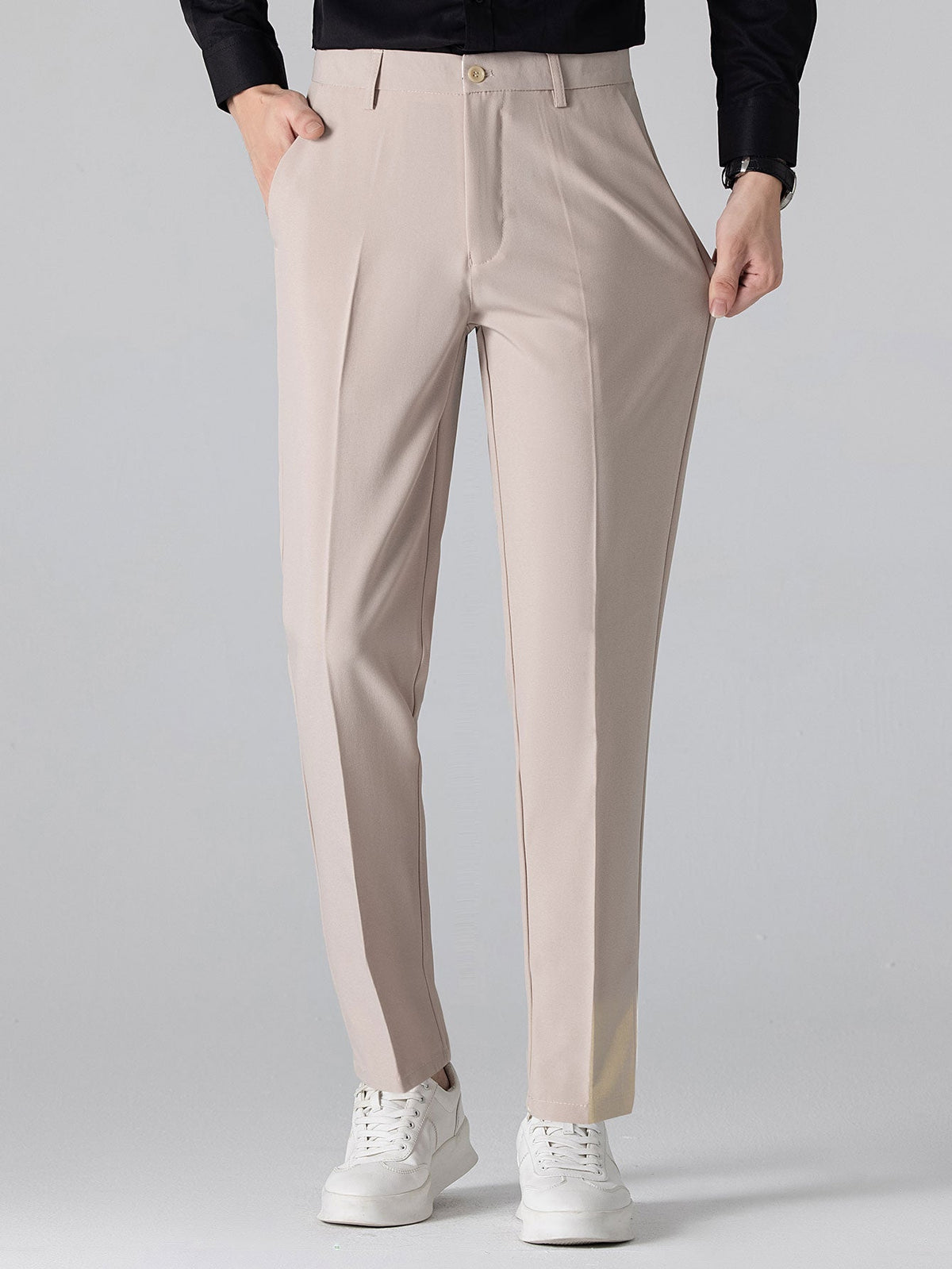 Geometric Jacquard Knit Polo & Slim Fit Tapered Trousers