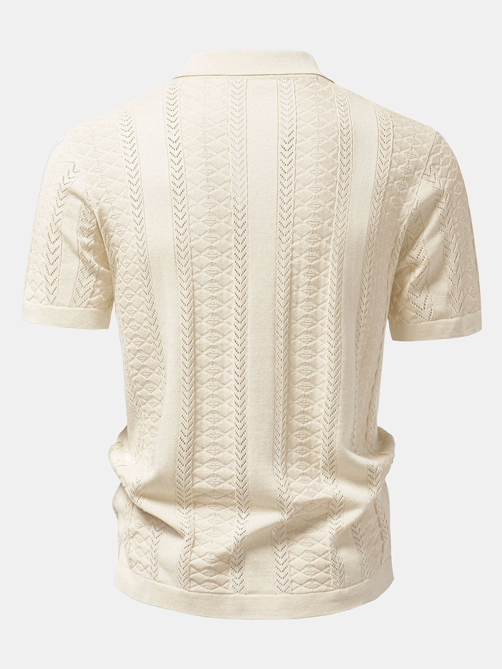 Textured Jacquard Open Knit Shirt & Crinkle Textured Straight Leg Pants
