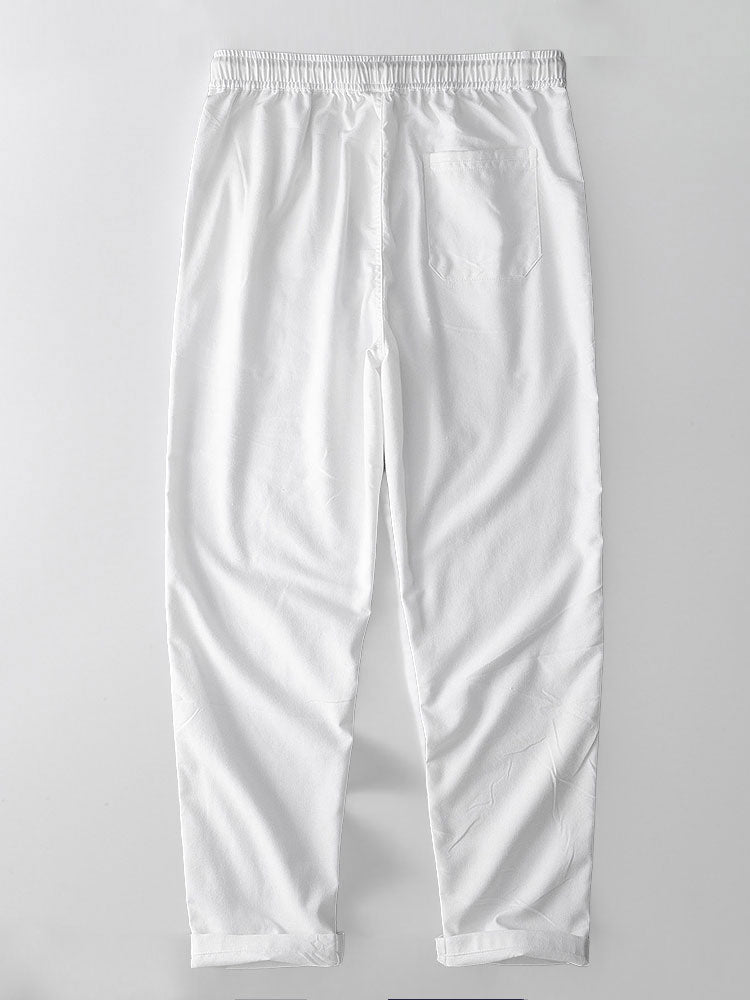 Stripe Button Up Knit Shirt & Straight Leg Linen Pants