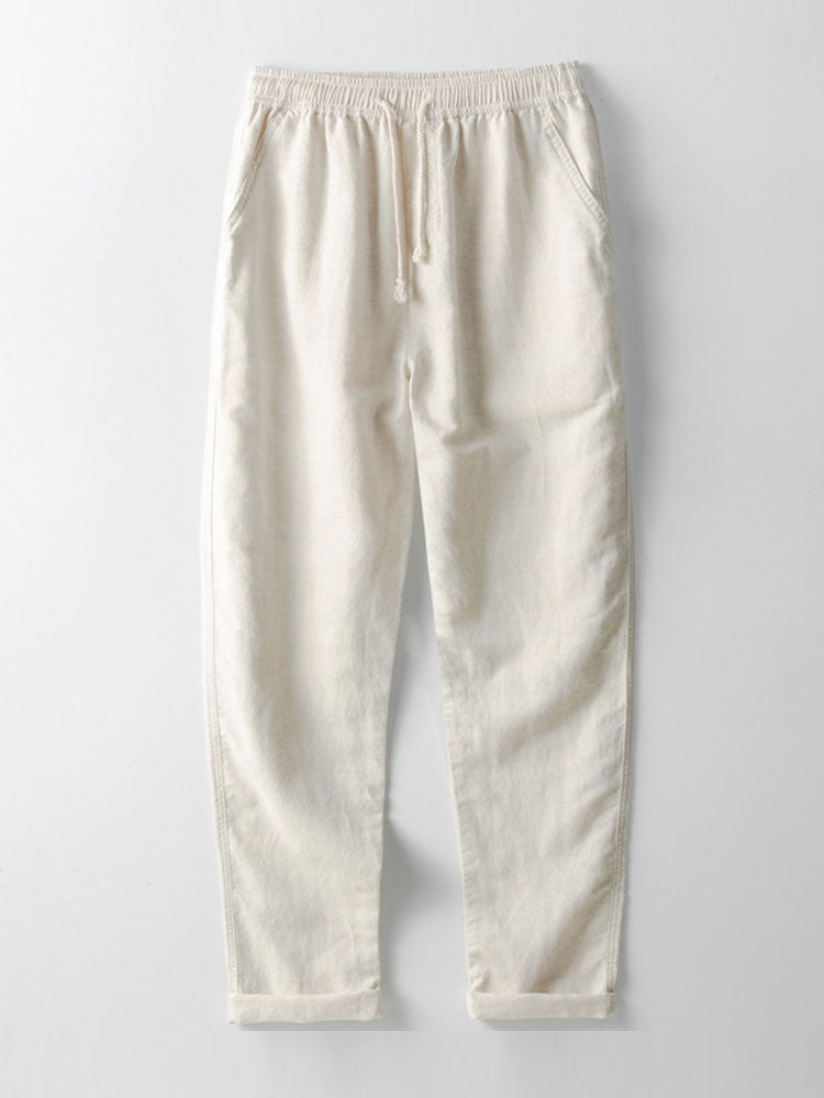 Linen Textured Knit Polo & Straight Leg Linen Pants