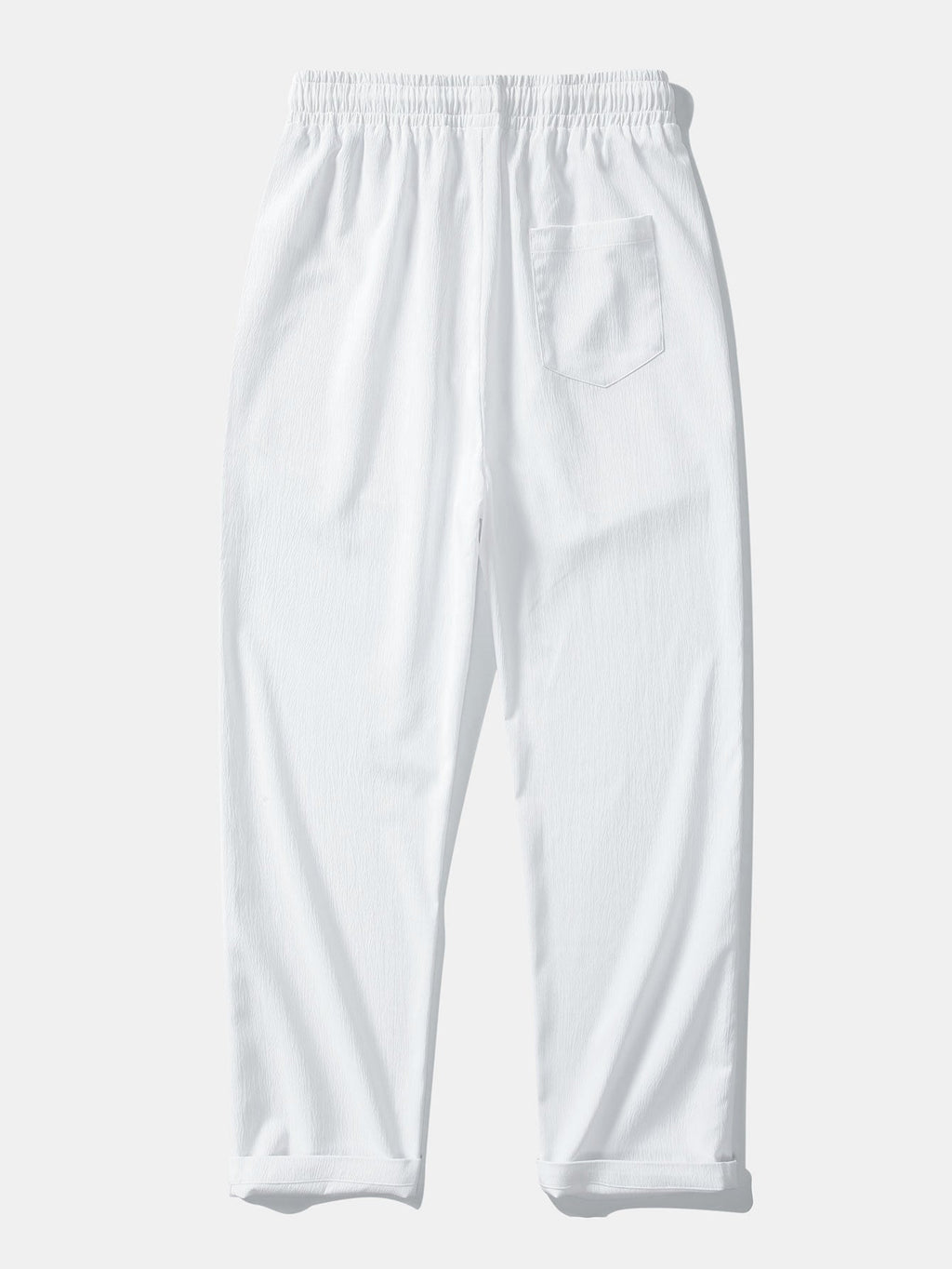 Stripe V Neck Open Knit Shirt & Crinkle Textured Straight Leg Pants