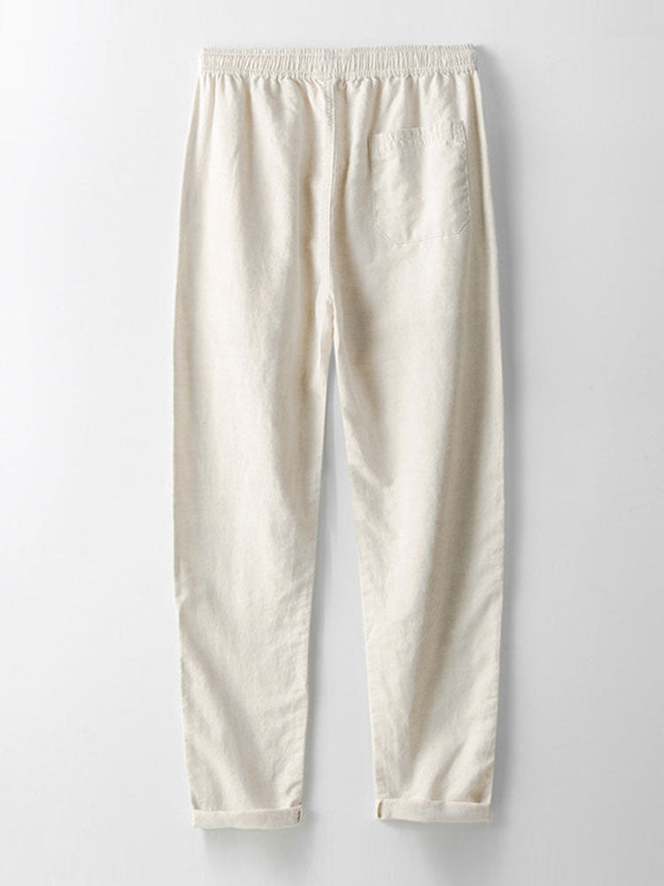 Linen Textured Knit Polo & Straight Leg Linen Pants