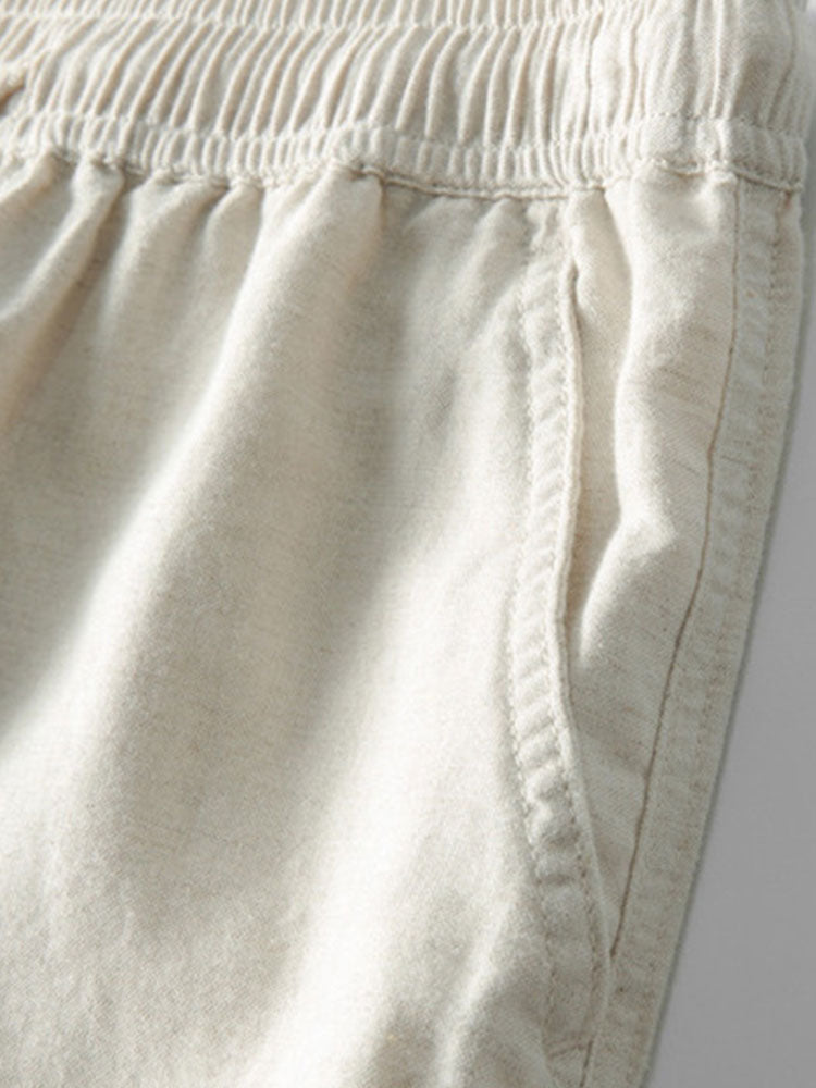 Textured Jacquard Open Knit Shirt & Straight Leg Linen Pants
