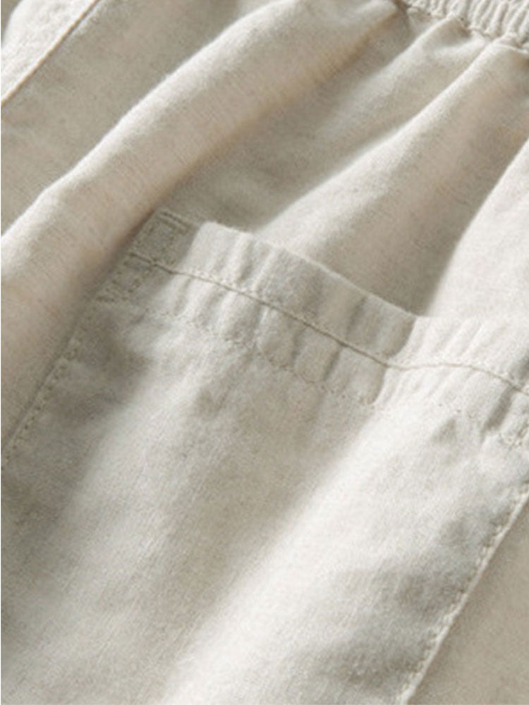 Linen Textured Knit Polo & Straight Leg Linen Pants