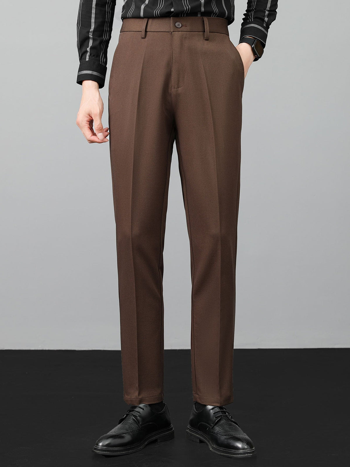 Linen Textured Knit Shirt & Slim Fit Tapered Trousers