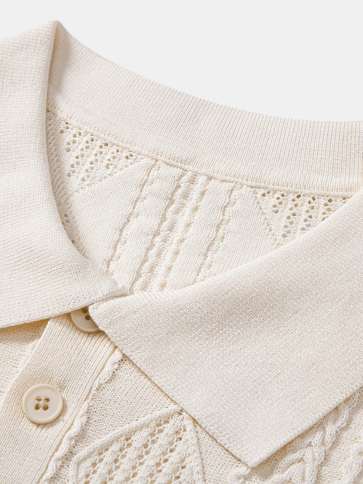 Geometric Jacquard Open Knit Polo & Straight Leg Linen Pants