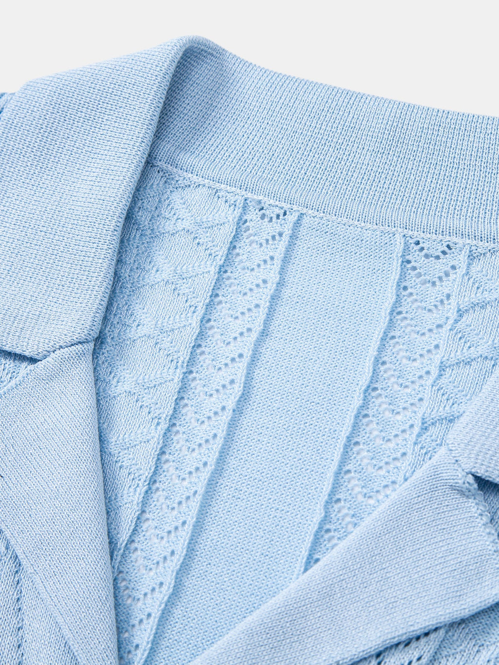 Textured Jacquard Open Knit Shirt & Straight Leg Linen Pants