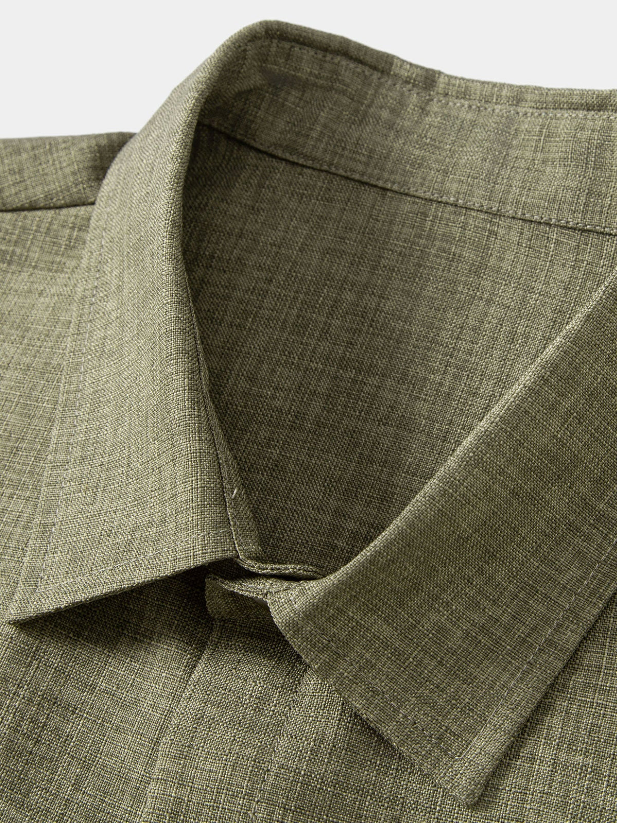 Linen Look Button Up Shirt & Crinkle Textured Straight Leg Pants